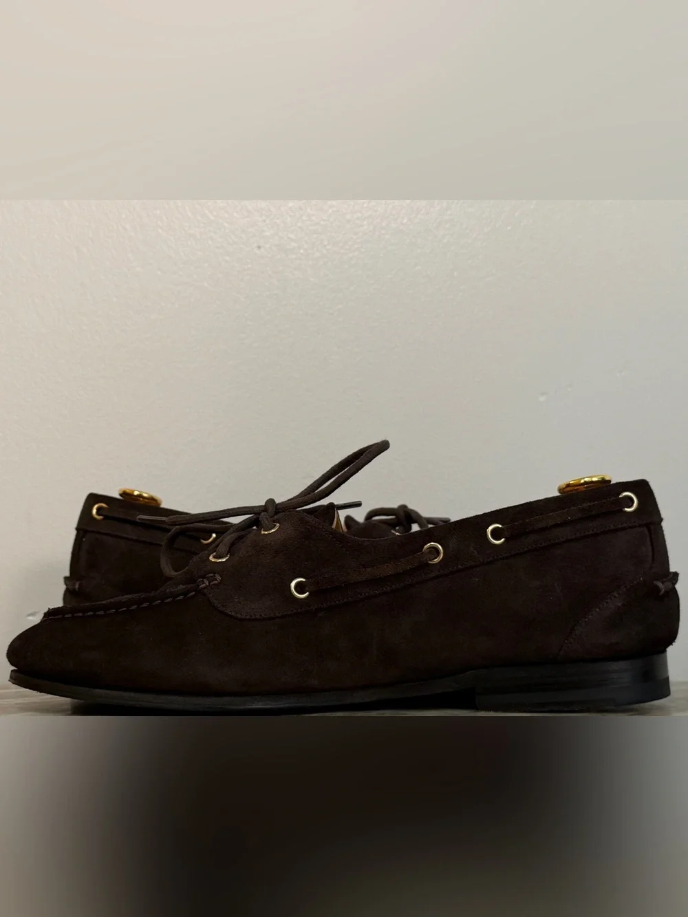 BALLY PATHY PLUME DARK BROWN SUEDE BOAT SHOES 8 US $950 MOCCASINS FLATS